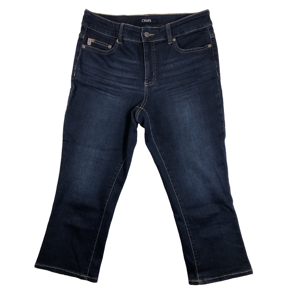 Chaps Jeans Women's Size 8 Denim Blue Dark Capri Ankle‎ Crop Bootcut Mid Rise